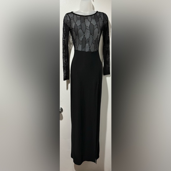 Black Mesh High Slit Maxi Dress (Size S) - Picture 1 of 4
